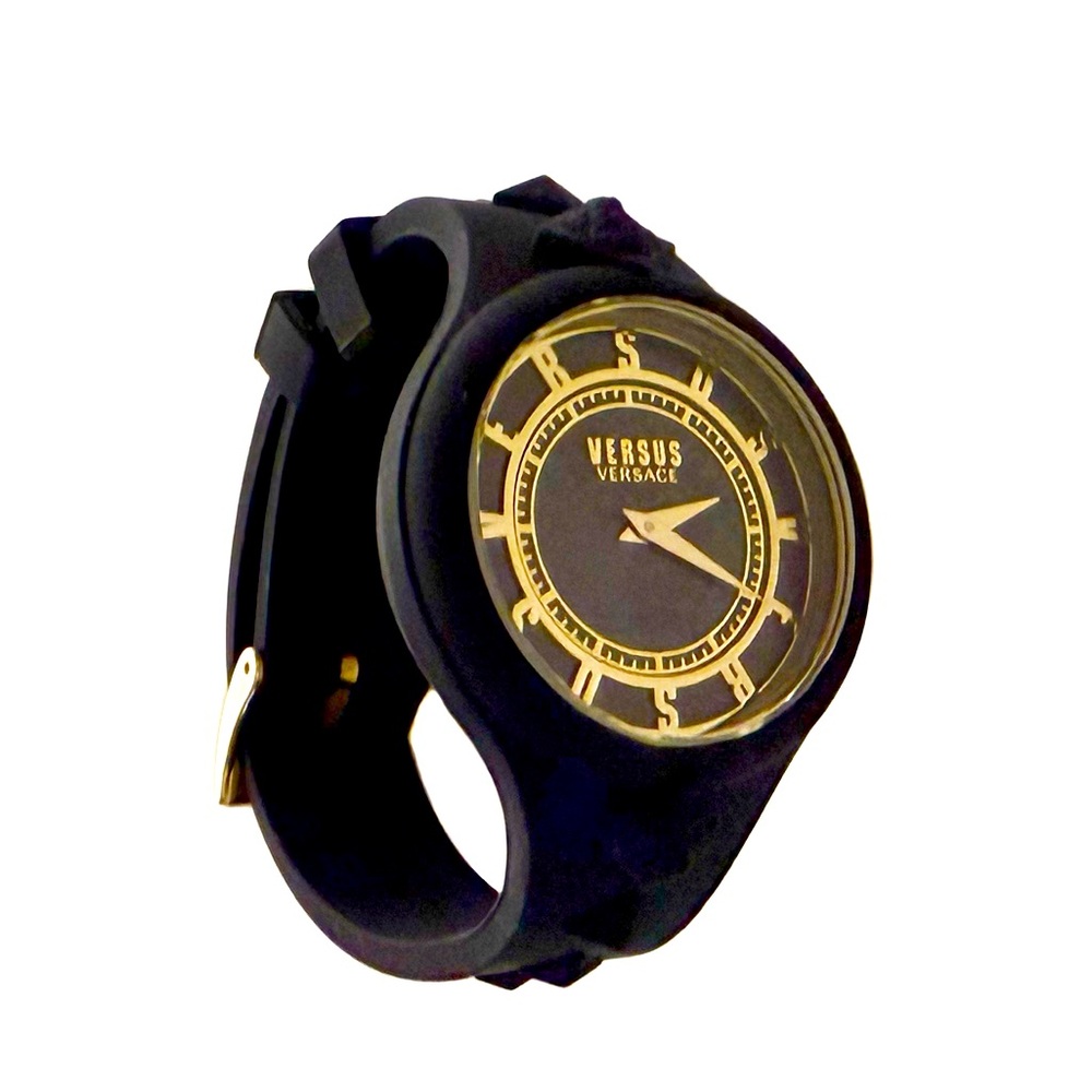 VERSACE Versus Versace Black Gold Lion Head Watch NWT